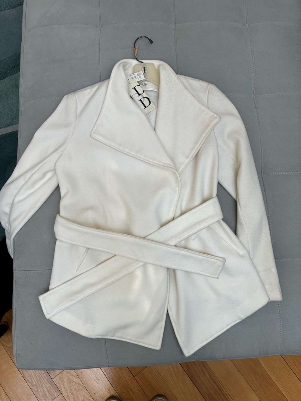 Women's White Belted Wrap Coat